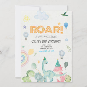 Invitación de cumpleaños de Roar dinosaure