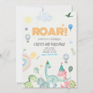 Invitación de cumpleaños de Roar dinosaure