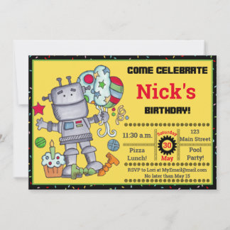 Invitación de cumpleaños de Robot