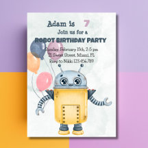 Invitación de cumpleaños de robot
