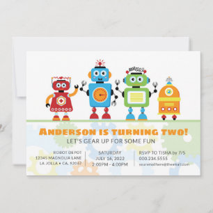 Invitación de cumpleaños de robot