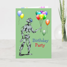 Invitación de cumpleaños de robot con globos
