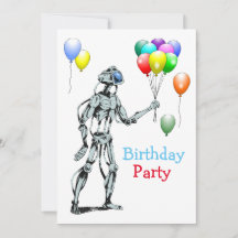 Invitación de cumpleaños de robot con globos