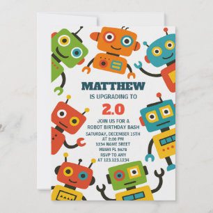 Invitación de cumpleaños de Robot editable