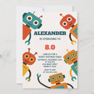 Invitación de cumpleaños de Robot editable para ni