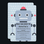 Invitación de cumpleaños de Robot Kids<br><div class="desc">Celebra el diseño de cumpleaños de Robot Kids,  día especial de tu hijo. Este diseño cuenta con un lindo robot. Puede personalizar más adelante haciendo clic en el botón "PERSONALIZAR". Artículos coincidentes en nuestra tienda para un tema fiesta completo. Para más preguntas,  póngase en contacto con nosotros en ThePaperieGarden@gmail.com</div>