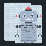 Invitación de cumpleaños de Robot Kids<br><div class="desc">Celebra el diseño de cumpleaños de Robot Kids,  día especial de tu hijo. Este diseño cuenta con un lindo robot. Puede personalizar más adelante haciendo clic en el botón "PERSONALIZAR". Artículos coincidentes en nuestra tienda para un tema fiesta completo. Para más preguntas,  póngase en contacto con nosotros en ThePaperieGarden@gmail.com</div>