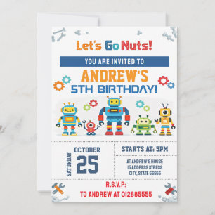 Invitación de cumpleaños de robot personalizada