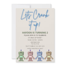 Invitación de cumpleaños de Robot y Gears