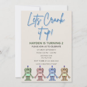 Invitación de cumpleaños de Robot y Gears