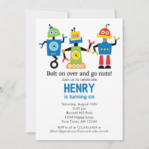 Invitación de cumpleaños de robots robots