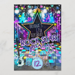 Invitación de cumpleaños de ROCK STAR para fiesta 