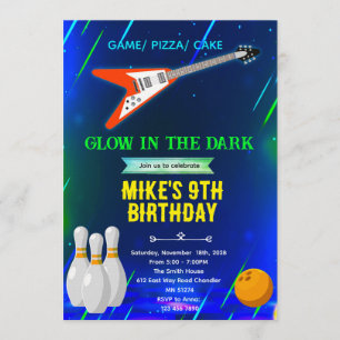 Invitación de cumpleaños de rock y bolos