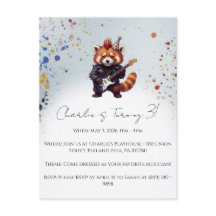 Invitación de cumpleaños de Rocker Panda Rojo