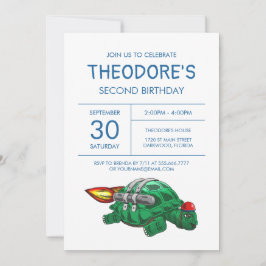 Invitación de cumpleaños de Rocket Turtle