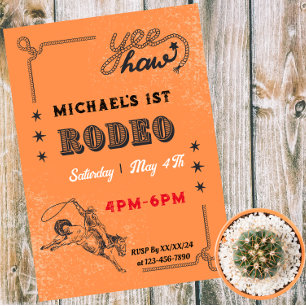 Invitación de cumpleaños de rodeo de vaquero de eq