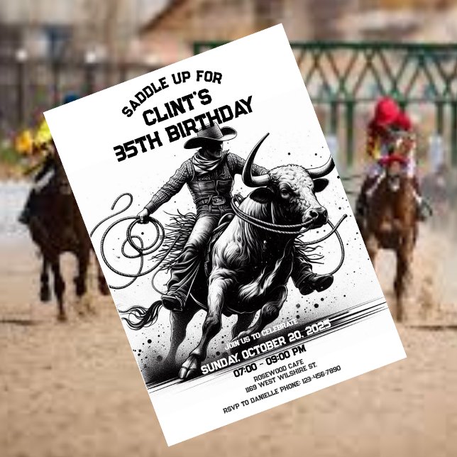 Invitación de cumpleaños de Rodeo de Vaquero, Rode (Subido por el creador)