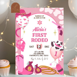 Invitación de cumpleaños de rodeo vaquero rosa