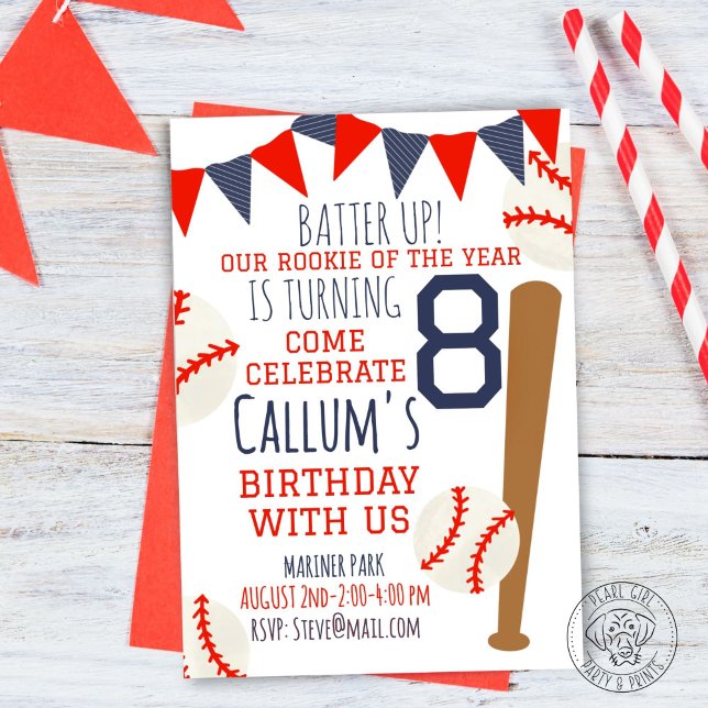 Invitación de cumpleaños de Rookie Of Year al béis (Subido por el creador)