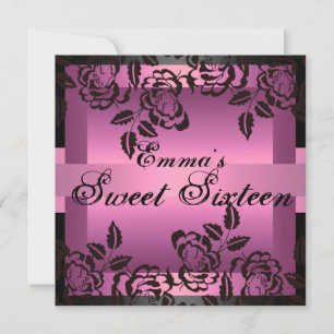 Invitación de cumpleaños de Rosa elegante rosa Swe