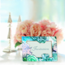 Invitación de cumpleaños de rosa teal pálido
