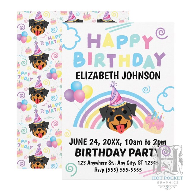 Invitación de cumpleaños de Rottweiler (Subido por el creador)