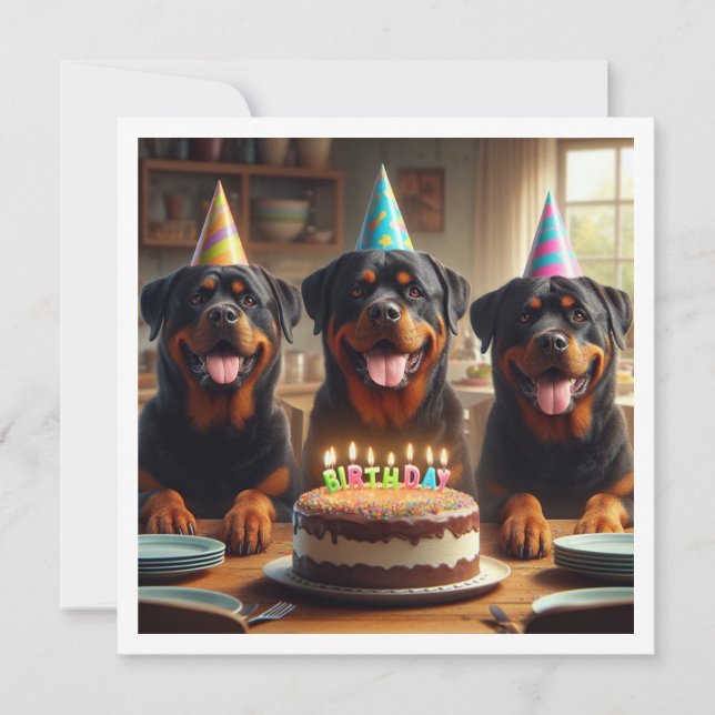 Invitación de cumpleaños de Rottweiler, cumpleaños (Anverso)