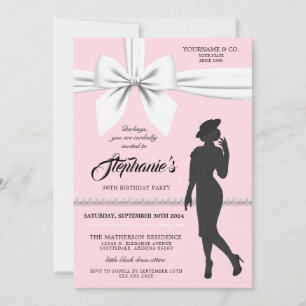 Invitación de cumpleaños de Rubor Pink Elegant Tif