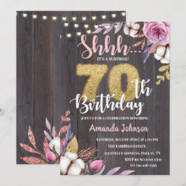 Invitación de cumpleaños de Rustic Wood 70.ª sorpr