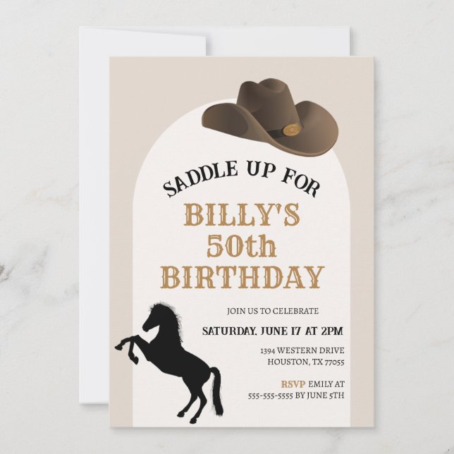 Invitación de cumpleaños de Saddle Up Country (Anverso)