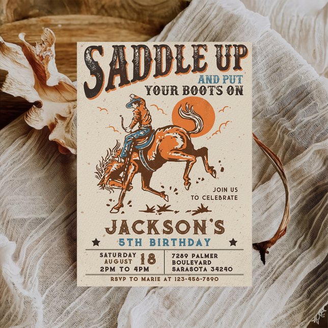 Invitación de cumpleaños de Saddle Up Western Rode (Subido por el creador)