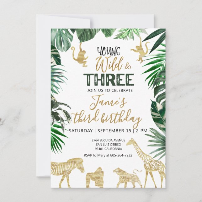Invitación de cumpleaños de Safari (Anverso)