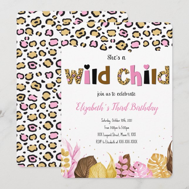 Invitación de cumpleaños de safari (Anverso / Reverso)