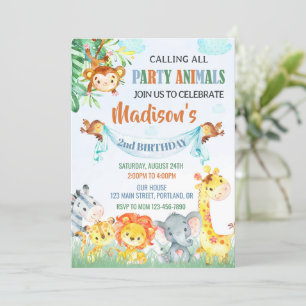 Invitación de cumpleaños de Safari Dos invitacione
