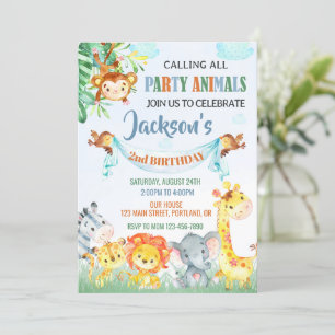 Invitación de cumpleaños de Safari Dos invitacione