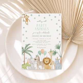 Invitación de cumpleaños de Safari Fiesta Animales