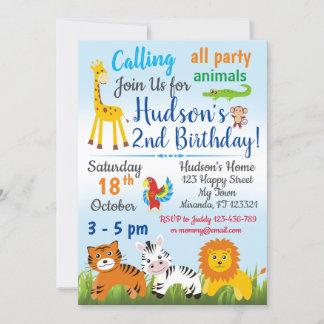 Invitación de cumpleaños de Safari Jungle