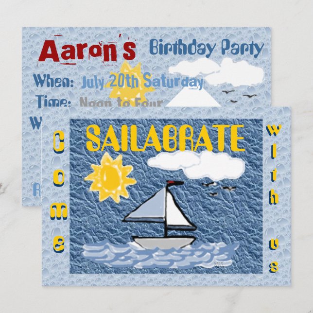 Invitación de cumpleaños de Sailabrate (Anverso / Reverso)