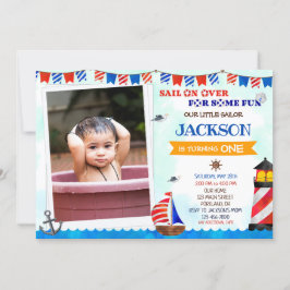 Invitación de cumpleaños de Sailor Foto Niño prime