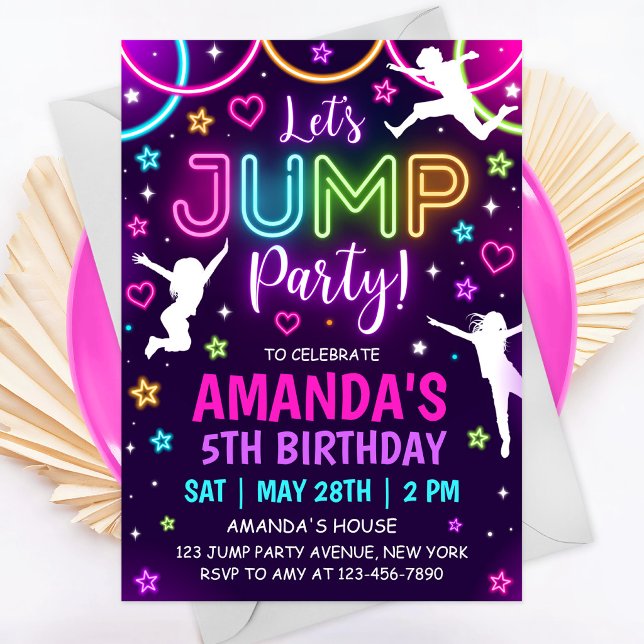 Invitación de cumpleaños de salto en trampolín Fie (Subido por el creador)