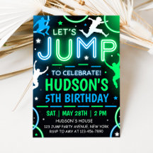 Invitación de cumpleaños de salto en trampolín par