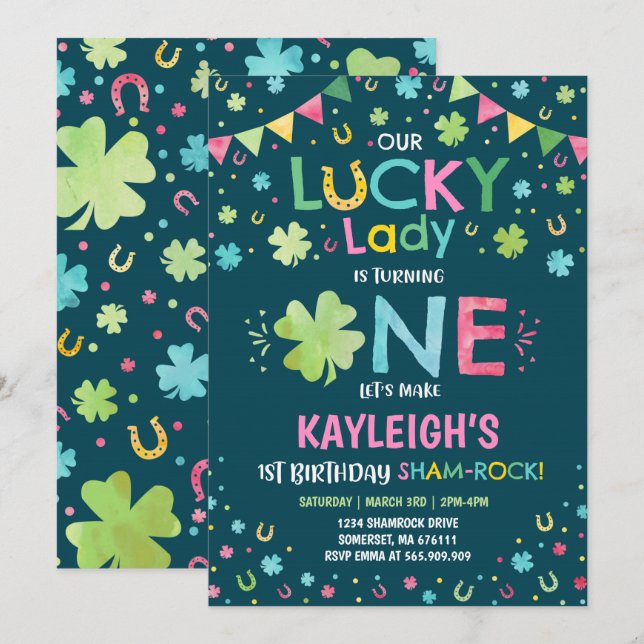 Invitación de cumpleaños de San Patricio Fiesta (Anverso / Reverso)