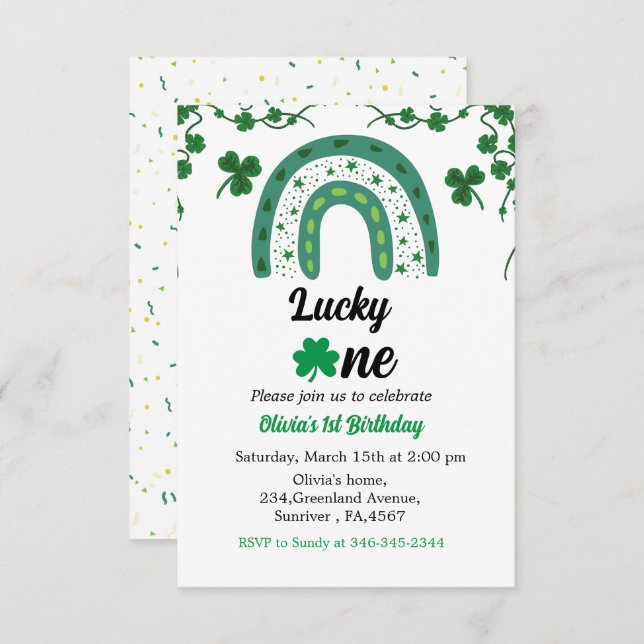 Invitación de cumpleaños de San Patricio shamrock  (Anverso / Reverso)