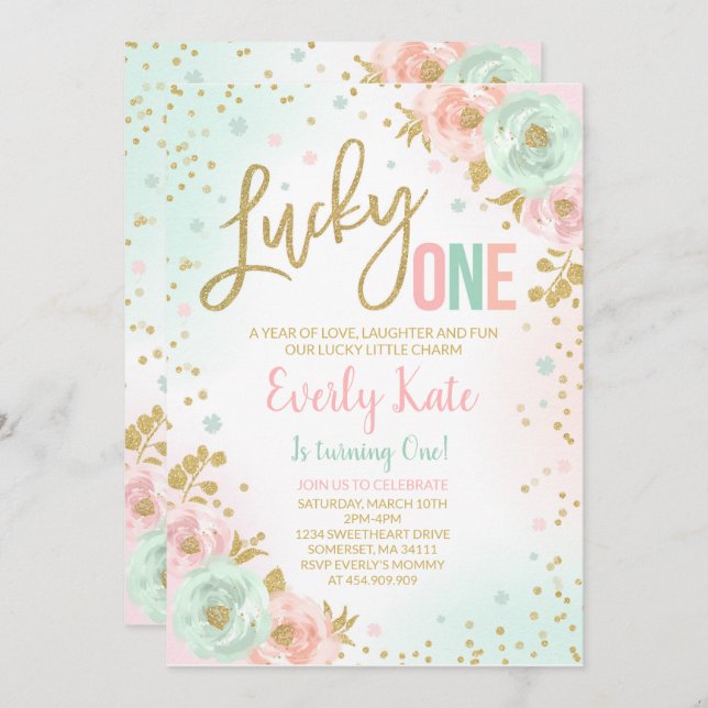 Invitación de cumpleaños de San Patricio, un Fiest (Anverso / Reverso)