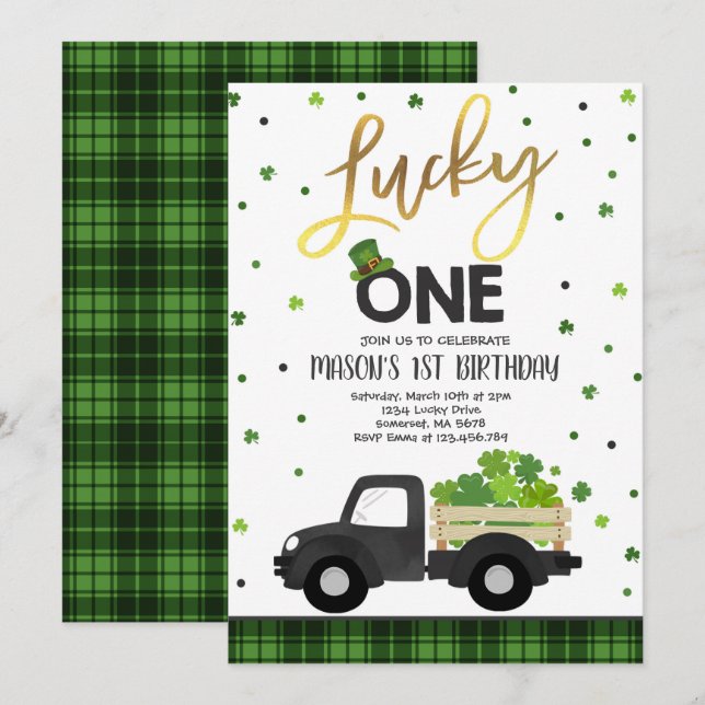 Invitación de cumpleaños de San Patricio, un Fiest (Anverso / Reverso)