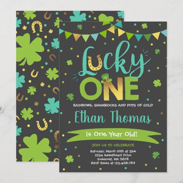 Invitación de cumpleaños de San Patricio, un Fiest (Anverso / Reverso)