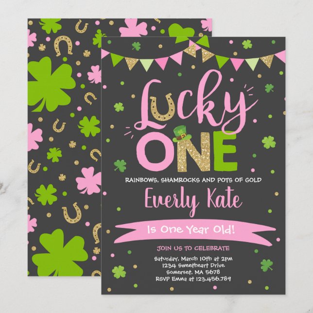 Invitación de cumpleaños de San Patricio, un Fiest (Anverso / Reverso)
