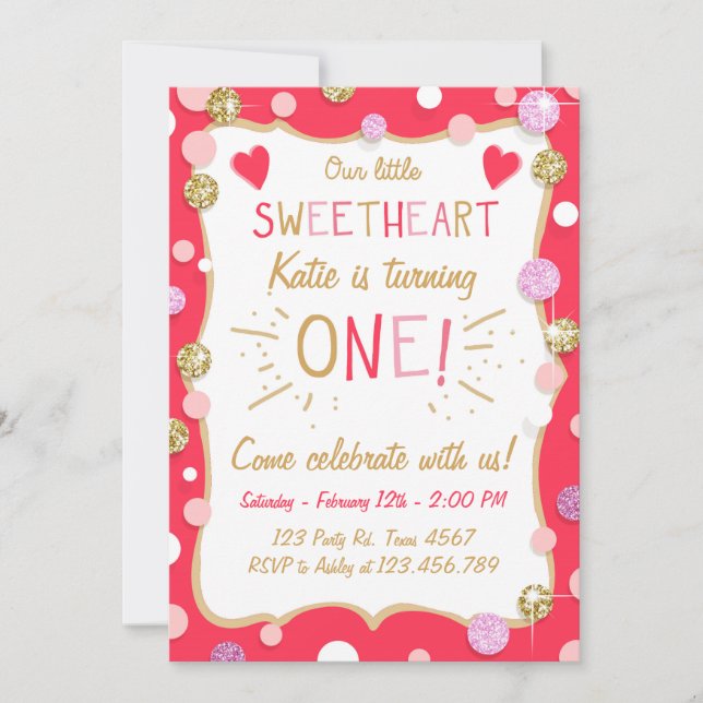 Invitación de cumpleaños de San Valentín Pequeño a (Anverso)