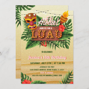 Invitación de cumpleaños de Sand Tropical Luau