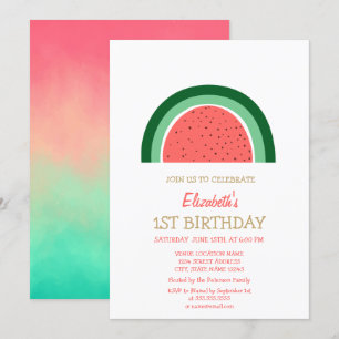 Invitación de Cumpleaños de Sandía Lluvia de Color